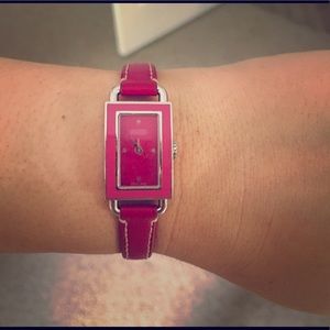 Pink Leather Coach Watch